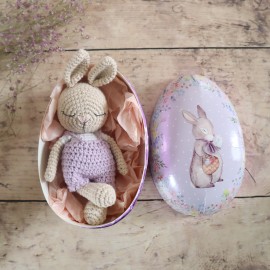 Mini Coton le lapin violet - pièce unique peluche au crochet
