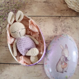 Mini Coton le lapin violet - pièce unique peluche au crochet